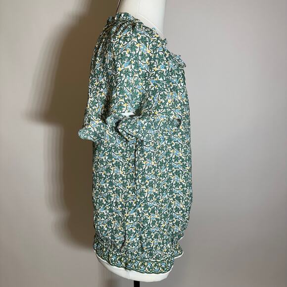 NWT Max Studio Green Floral Split Neck Flutter Sleeve Blouse Womens Size Small S - Picture 4 of 13